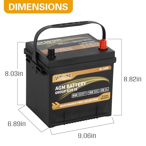 Weize Platinum AGM Battery BCI Group 35, 650CCA Y238491