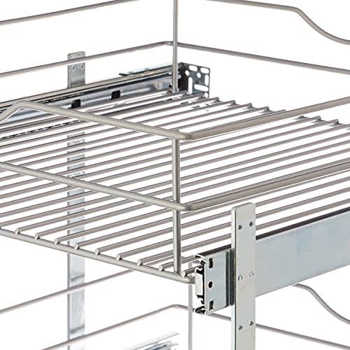Knape & Vogt Double Tier Pull Out Cabinet Organizer, Frosted Nickel X6022