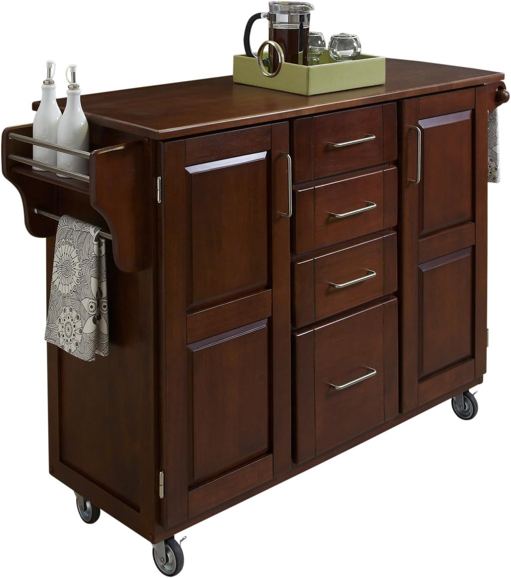 Create-a-Cart Cherry 2 Door Kitchen Cart with Oak Top by Home Styles W9641