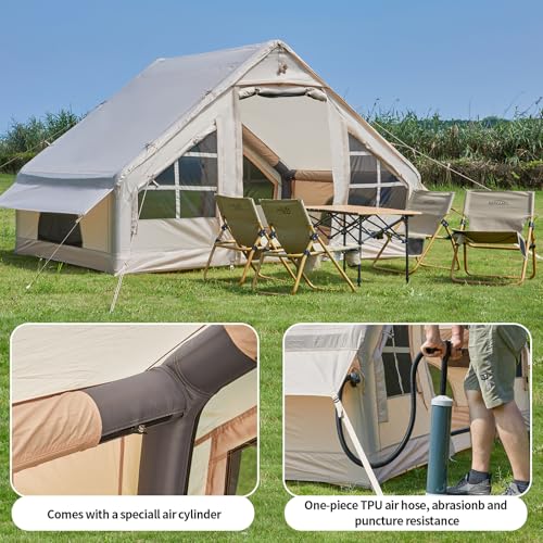 Inflatable Tent with Pump for 4-6 Person Camping, Waterproof Instant Setup E80331