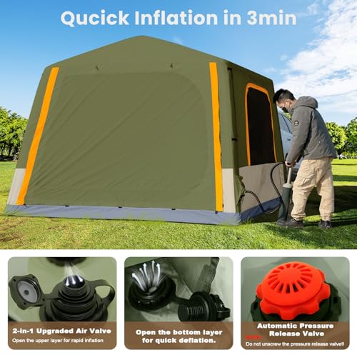 Inflatable Camping Tent with Hand Pump, Waterproof Oxford, 4-6 Person P40923