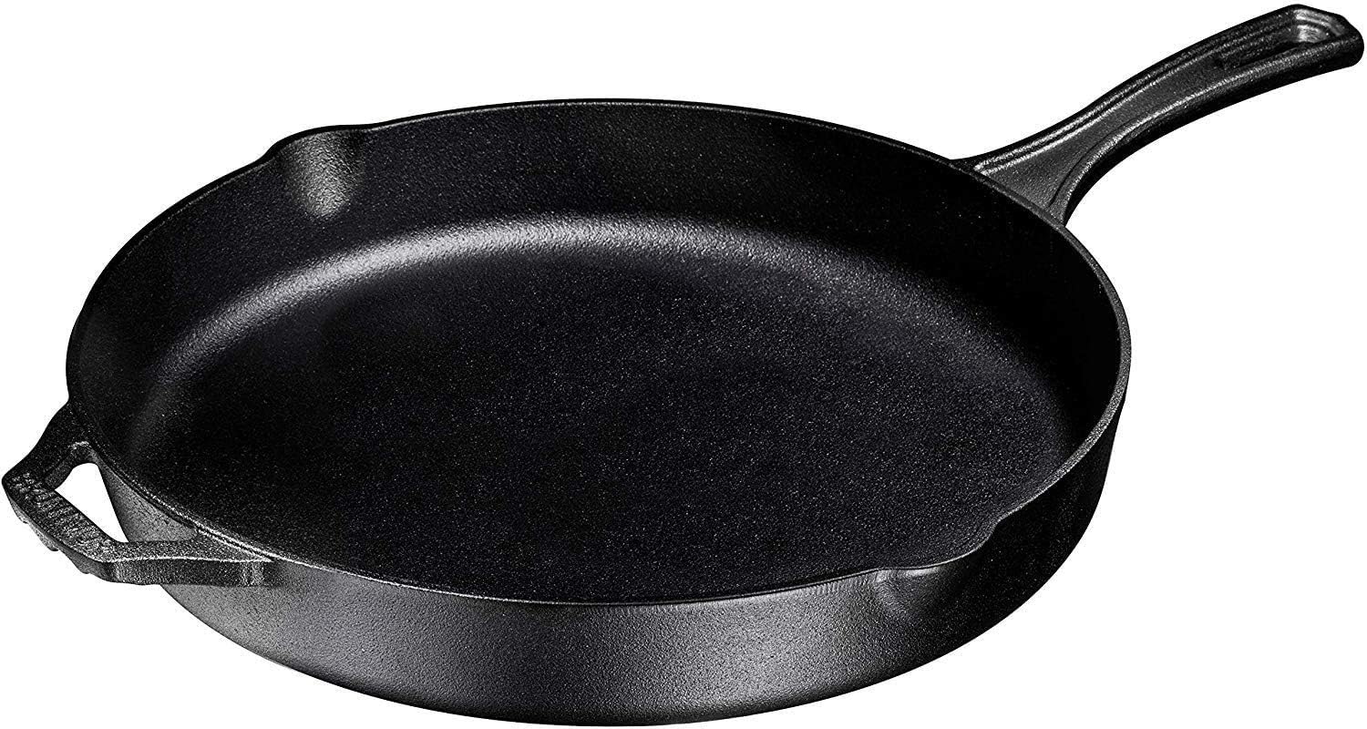 Cast Iron Skillet, Non-Stick, 12 inch Frying Pan Skillet Pan For Stove top, Oven Use & Outdoor Camping with Pour Spouts, Even Heat Distribution (Red Enameled)