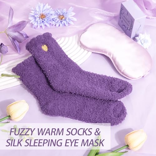 Lavender Spa Gift Basket with Flannel Blanket for Women Mom Sister Q9243