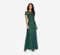 Adrianna Papell Cap Sleeve Beaded Gown, Dusty Emerald, Size: 10
