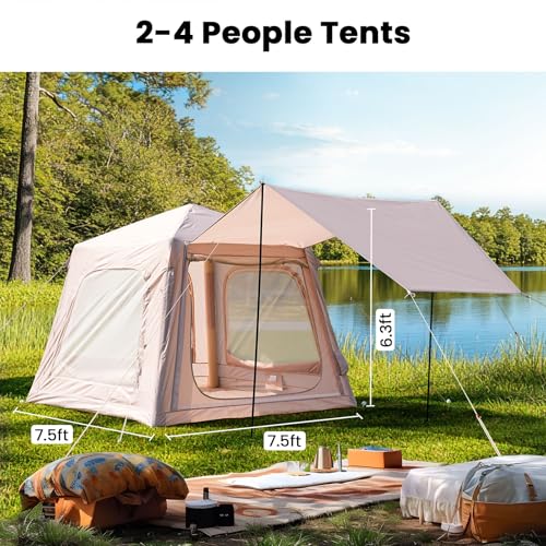 Inflatable Camping Tent with Hand Pump, Waterproof Oxford, 4-6 Person P40923