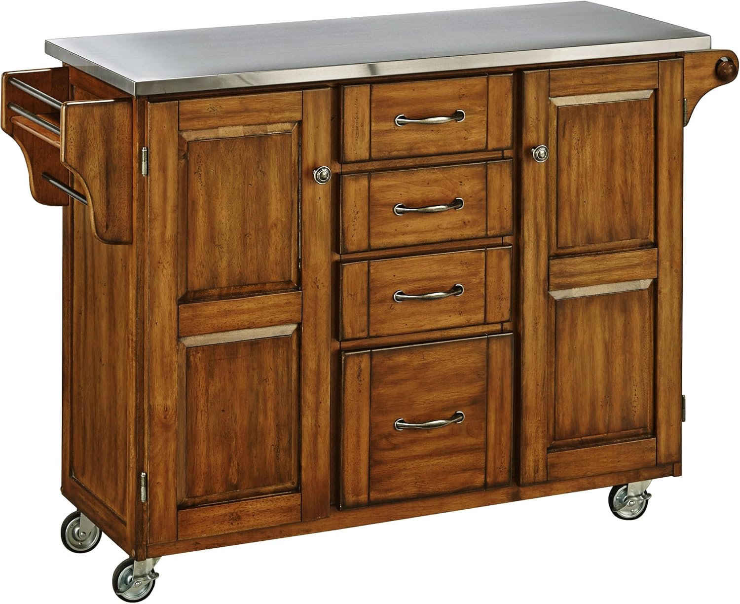 Create-a-Cart Cherry 2 Door Kitchen Cart with Oak Top by Home Styles W9641
