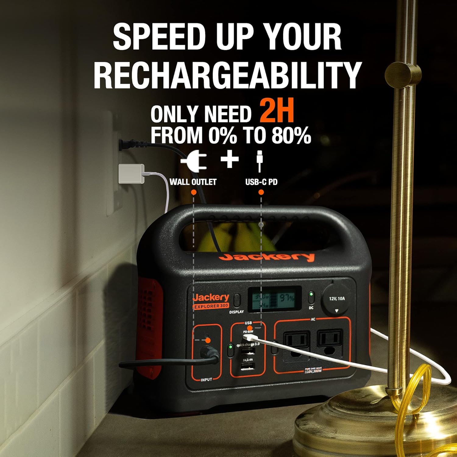 Jackery Explorer 300 Portable Power Station, 293Wh Lithium Battery, 300W AC Outlet L6251