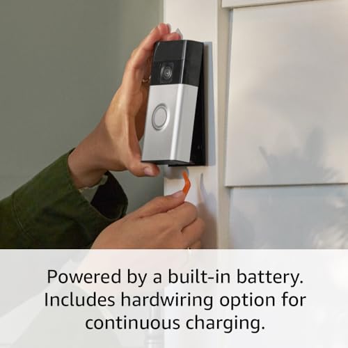 Ring Battery Doorbell, Head-to-Toe Video, Two-Way Talk, Motion Detection, Satin Nickel G156985