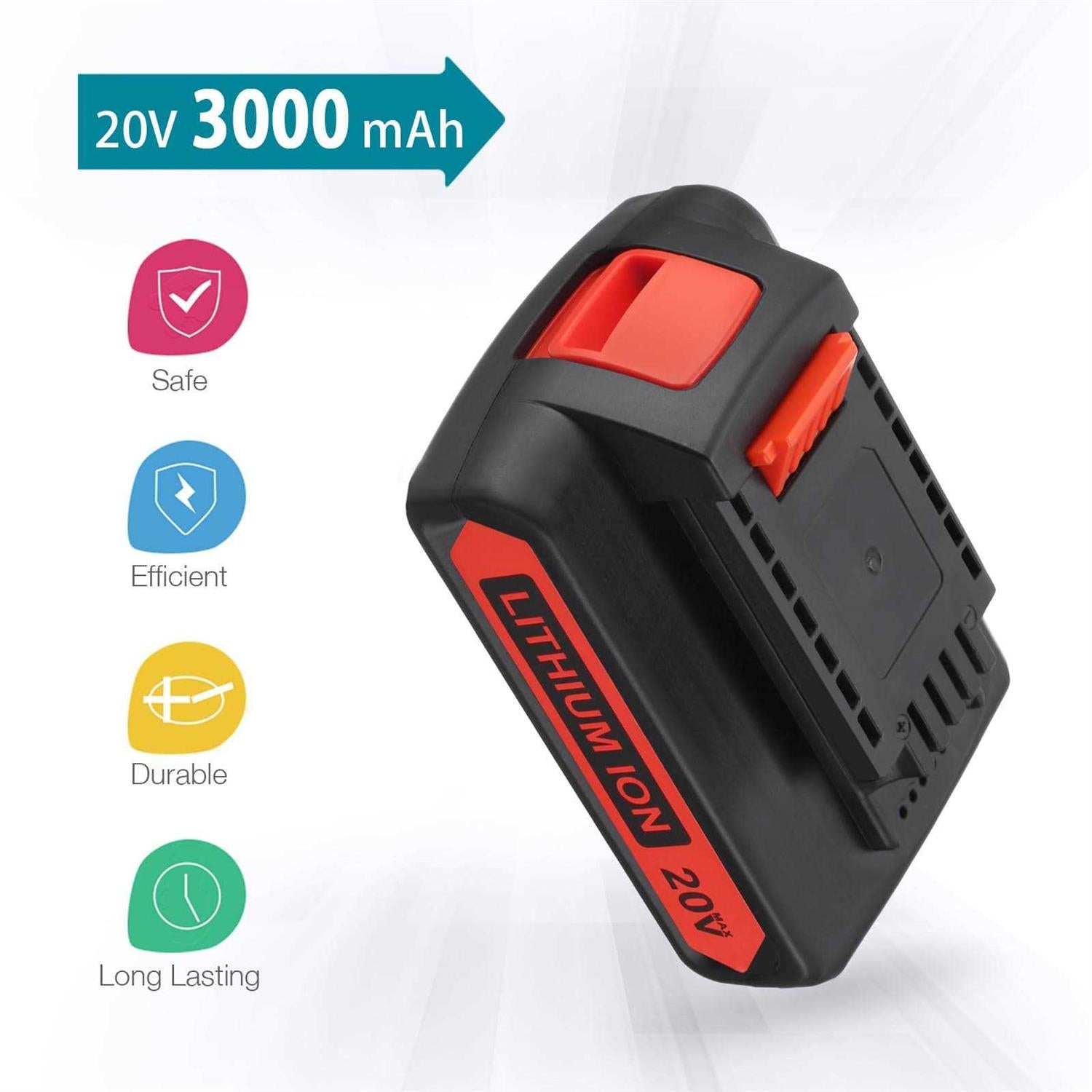 2 Packs 20V Replacement Battery and Charger for Black and Decker 20V Max 3.0Ah R5683
