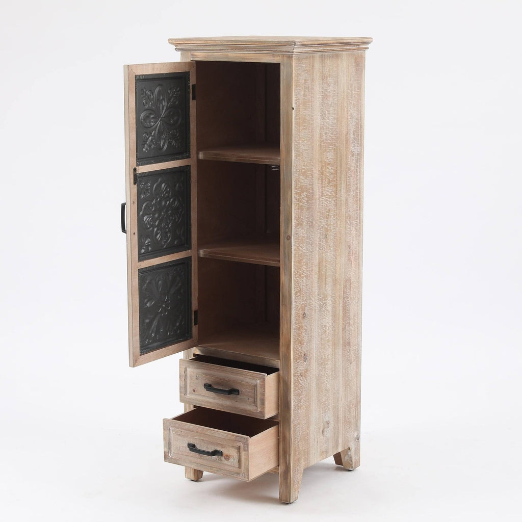 LuxenHome Metal and Wood Tall Tower Cabinet H3673