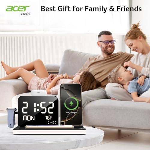 acer 7-in-1 Wireless Charging Station with Night Light and Time Display U851