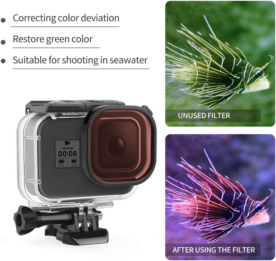 D&F Dual Handles Dome Port for GoPro Hero 8 Black, 45m Waterproof Housing M9459