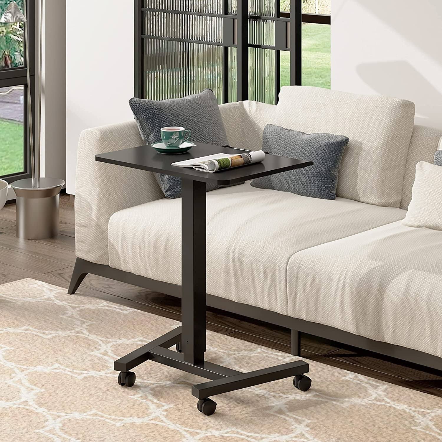 Adjustable Height Mobile Laptop Desk Cart, Black U692