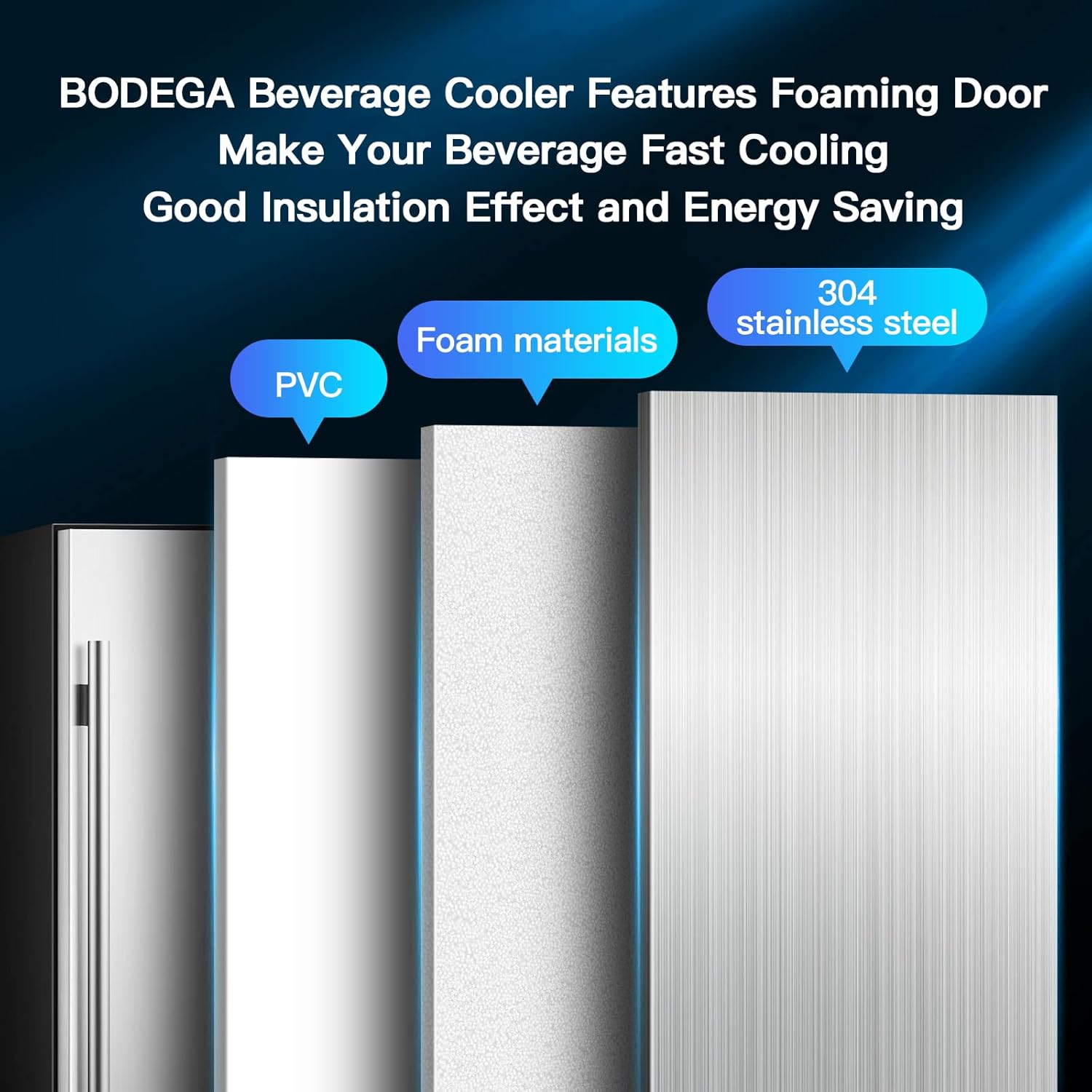 BODEGA Beverage Cooler 24 Inch, Built-in Freestanding Refrigerator, Stainless Steel A517462