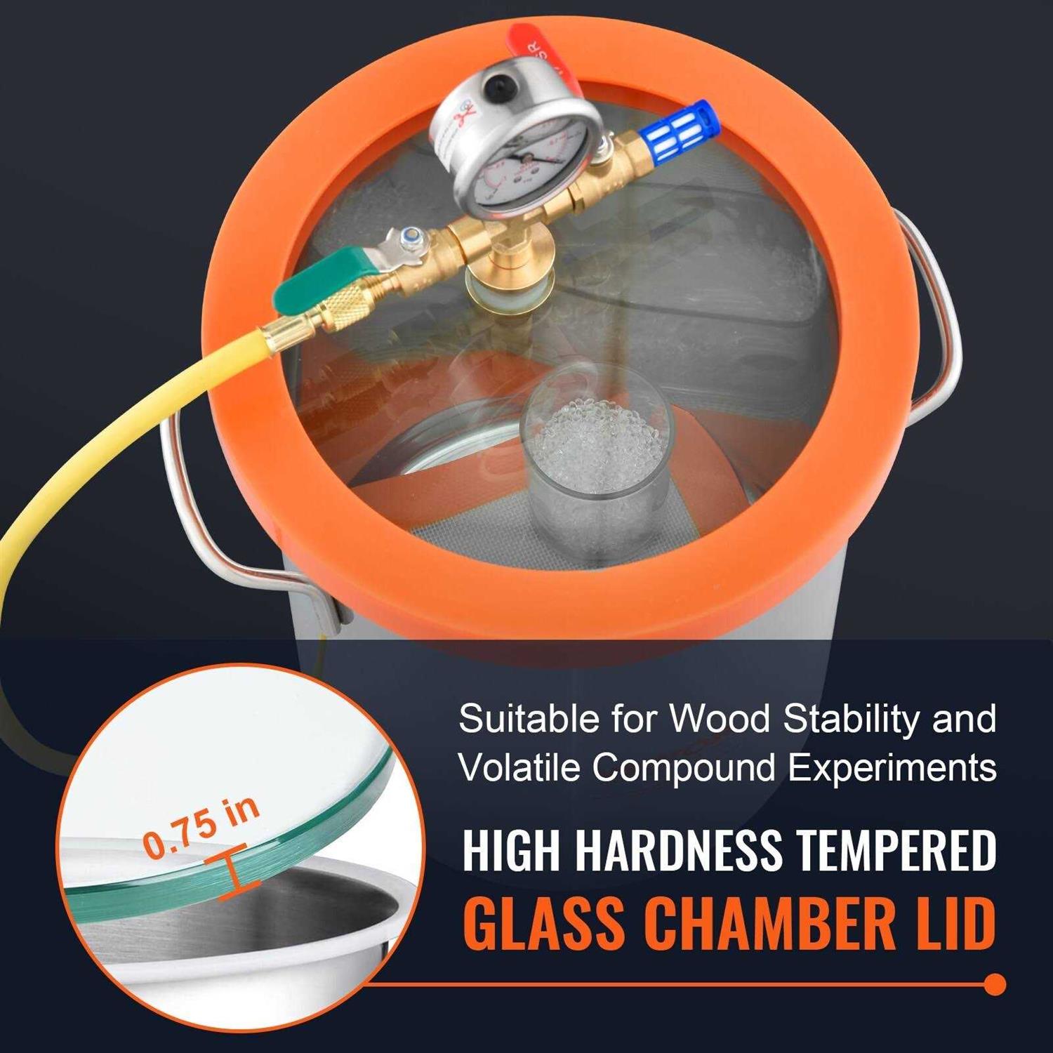 VEVOR 3 Gallon Vacuum Chamber with Tempered Glass Lid M438