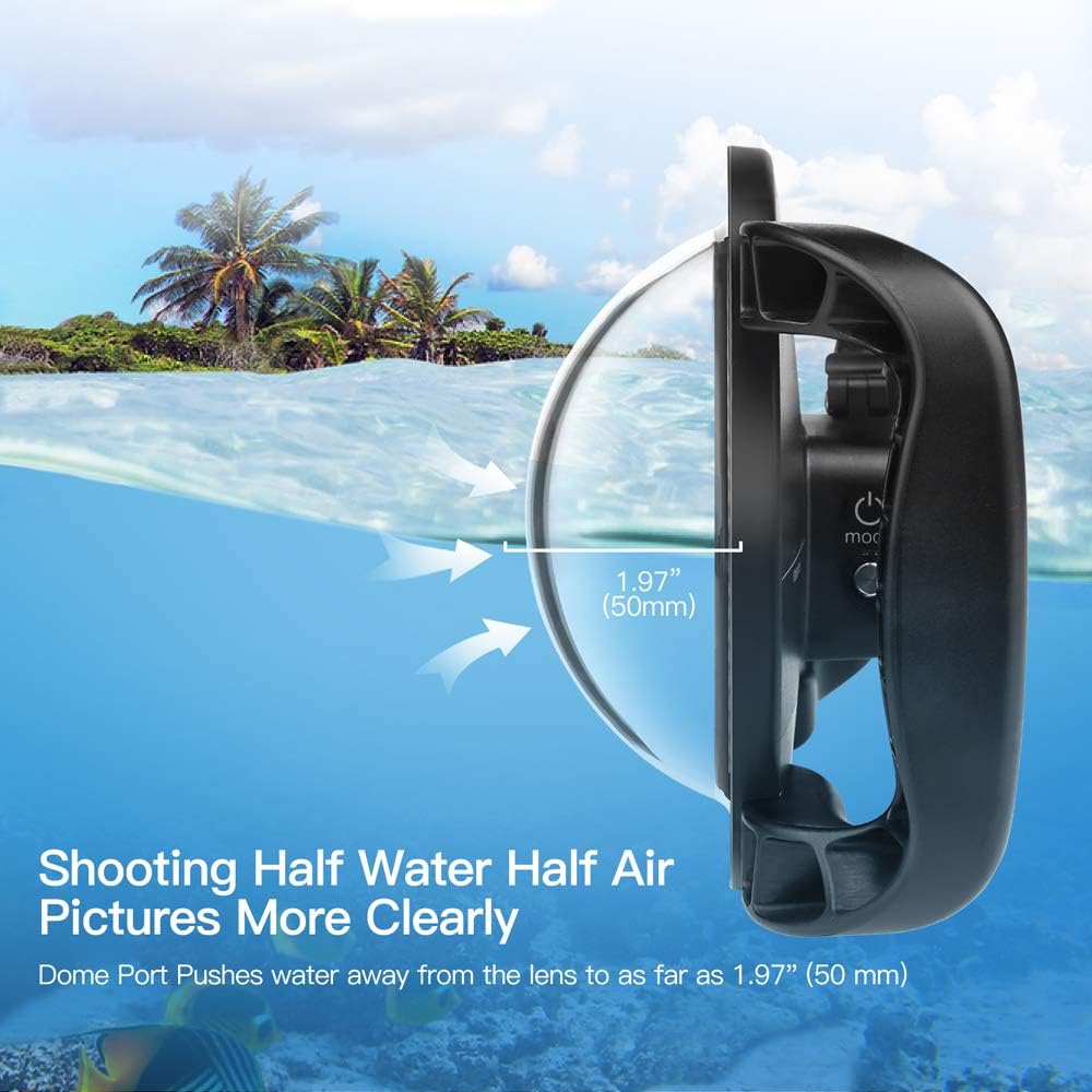 D&F Dual Handles Dome Port for GoPro Hero 8 Black, 45m Waterproof Housing M9459