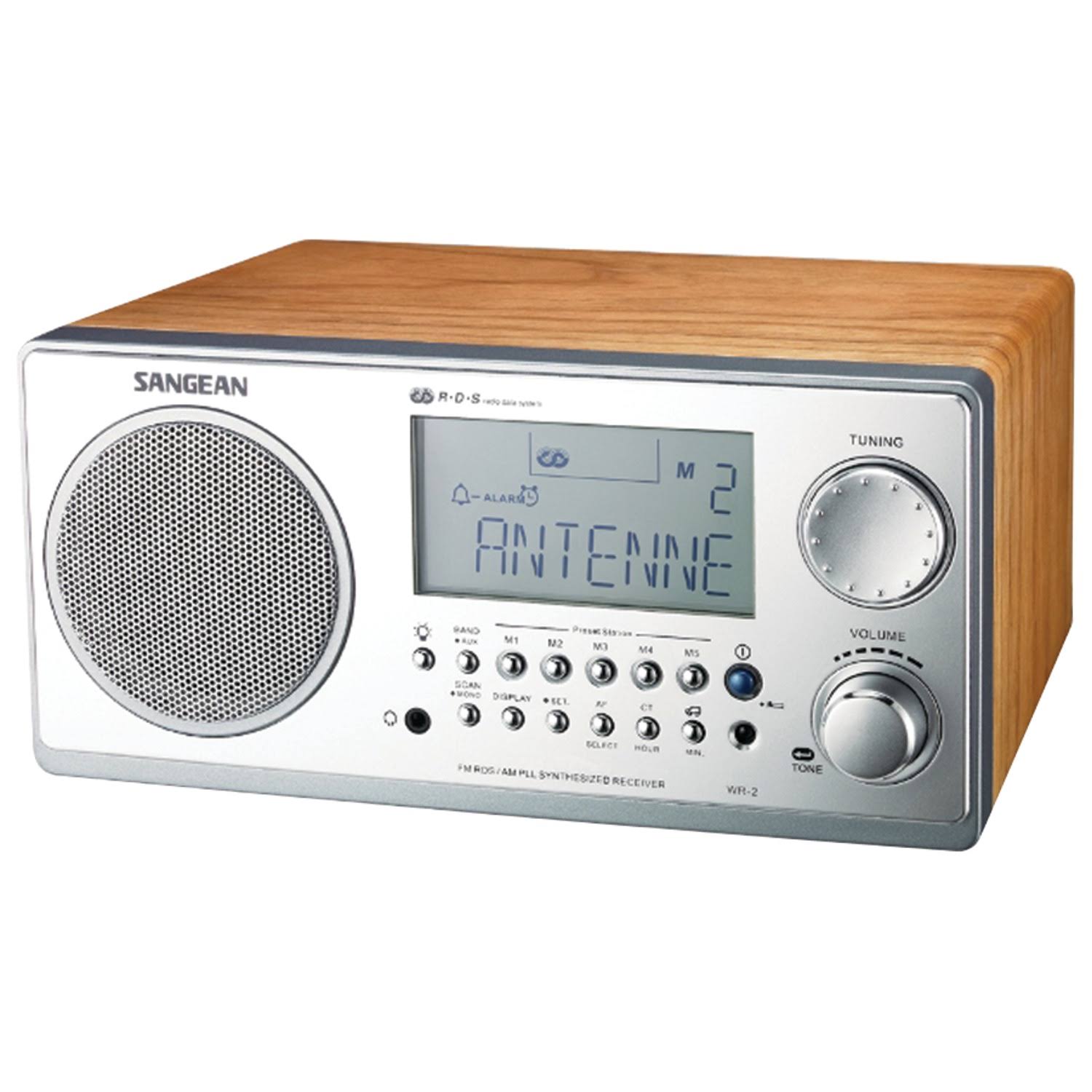 Sangean WR-2 FM/AM Wooden Cabinet Table Top Digital Tuning Receiver, Walnut