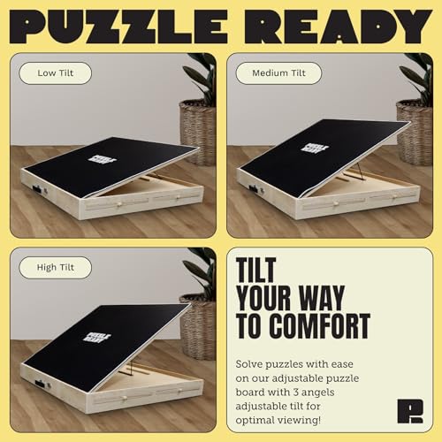 Puzzle Board with Drawers & Cover for 1000 Pieces, Wooden Jigsaw Table with Lazy Susan Spinning Cover X435