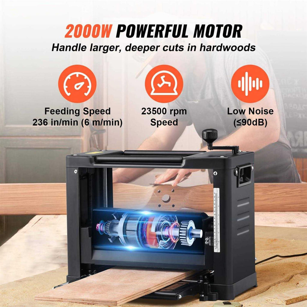 VEVOR 13-Inch Two-Blade Benchtop Thickness Planer 15-Amp 1800W Y5560