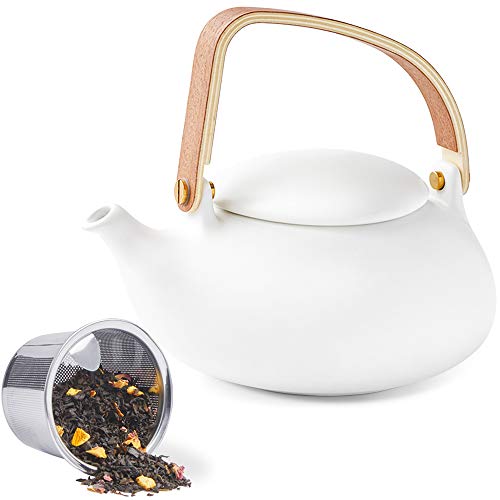 ZENS Modern Japanese Tea Set 27 oz Ceramic Teapot with 4 Cups F3504