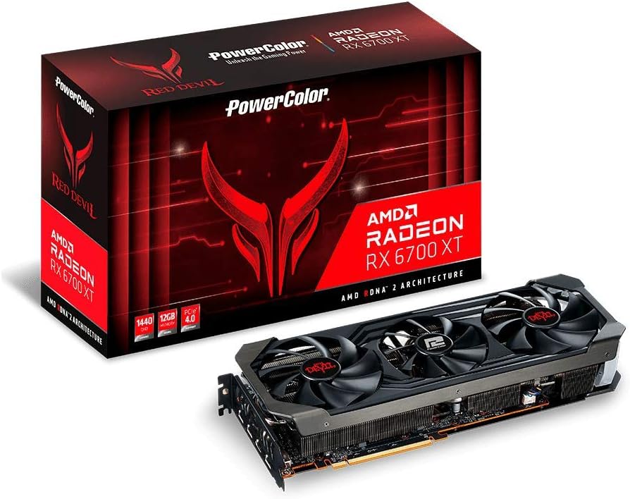 PowerColor Red Devil AMD Radeon RX 6700 XT Gaming Graphics Card, 12GB GDDR6 with PowerColor x Ducky One 2 SF RGB Mechanical Keyboard