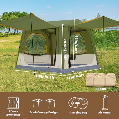 Inflatable Camping Tent with Hand Pump, Waterproof Oxford, 4-6 Person P40923