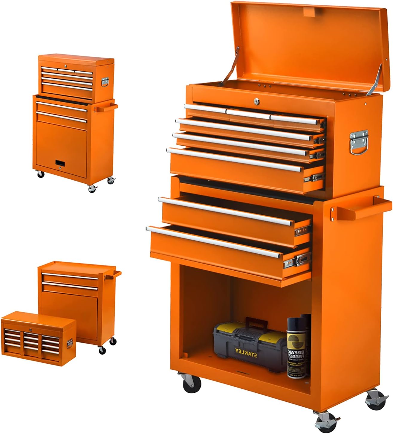 Monday Mall 8-Drawer Rolling Tool Chest with Wheels and Locks (Red) D3479