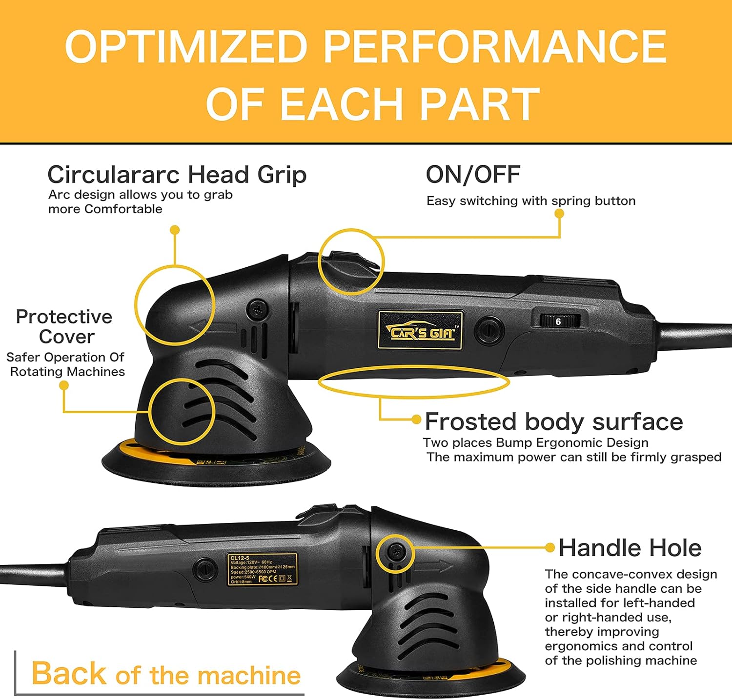 5 inch Random Orbital Polisher Dual Action Car Buffer Kit Z1033