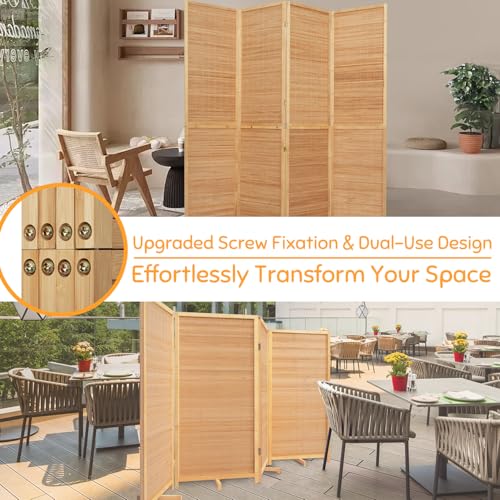 Bamboo Room Divider Folding Privacy Screen 4 Panel Brown R433280