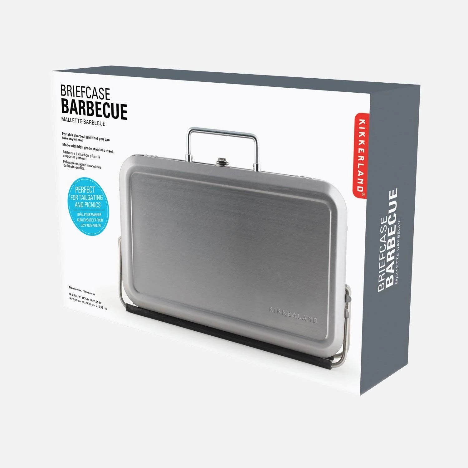 Kikkerland BQ01 Portable BBQ Suitcase Silver N896