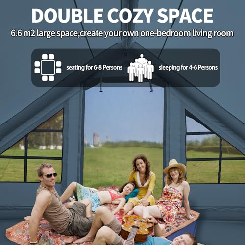 Inflatable Tent with Pump for 4-6 Person Camping, Waterproof Instant Setup E80331