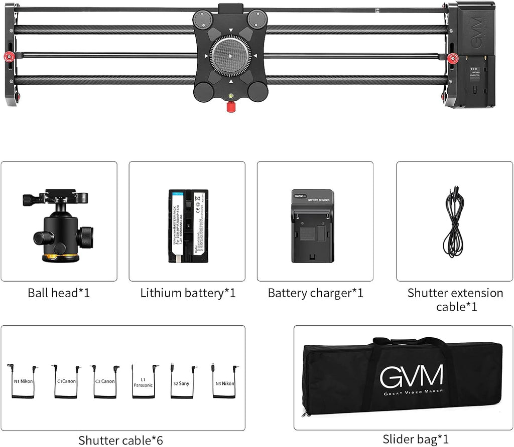 GVM Motorized Camera Slider 31" Carbon Fiber with APP Control H4446