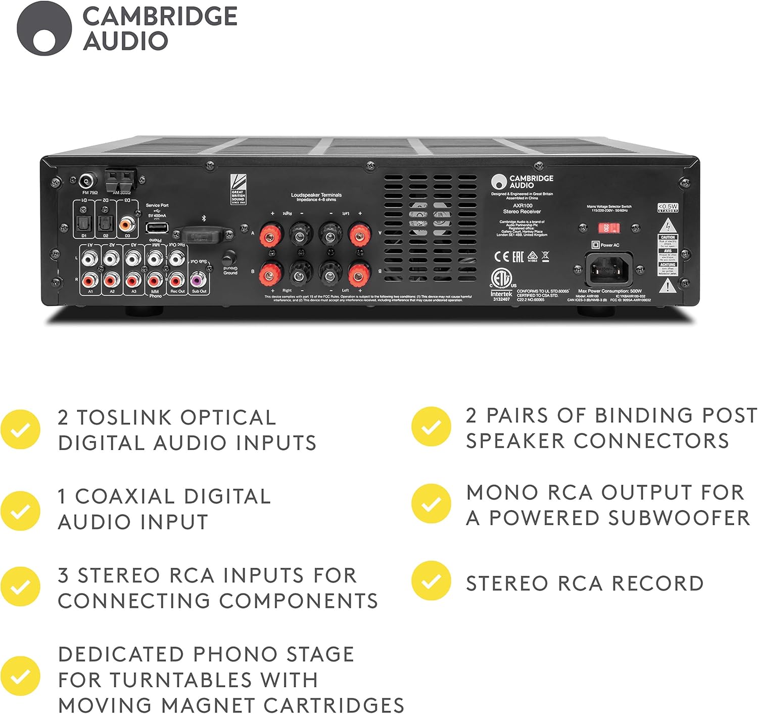 Cambridge Audio AXR100 100-Watt Stereo Receiver with Bluetooth Z141