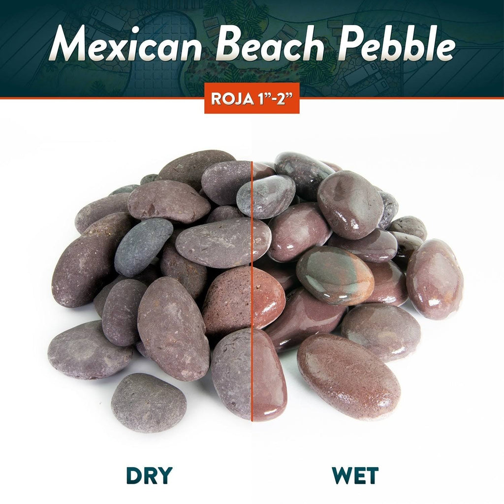 Mexican Beach Pebbles 40 lbs Smooth Round Stones for Gardens, Landscape, Ponds, and Décor A11864