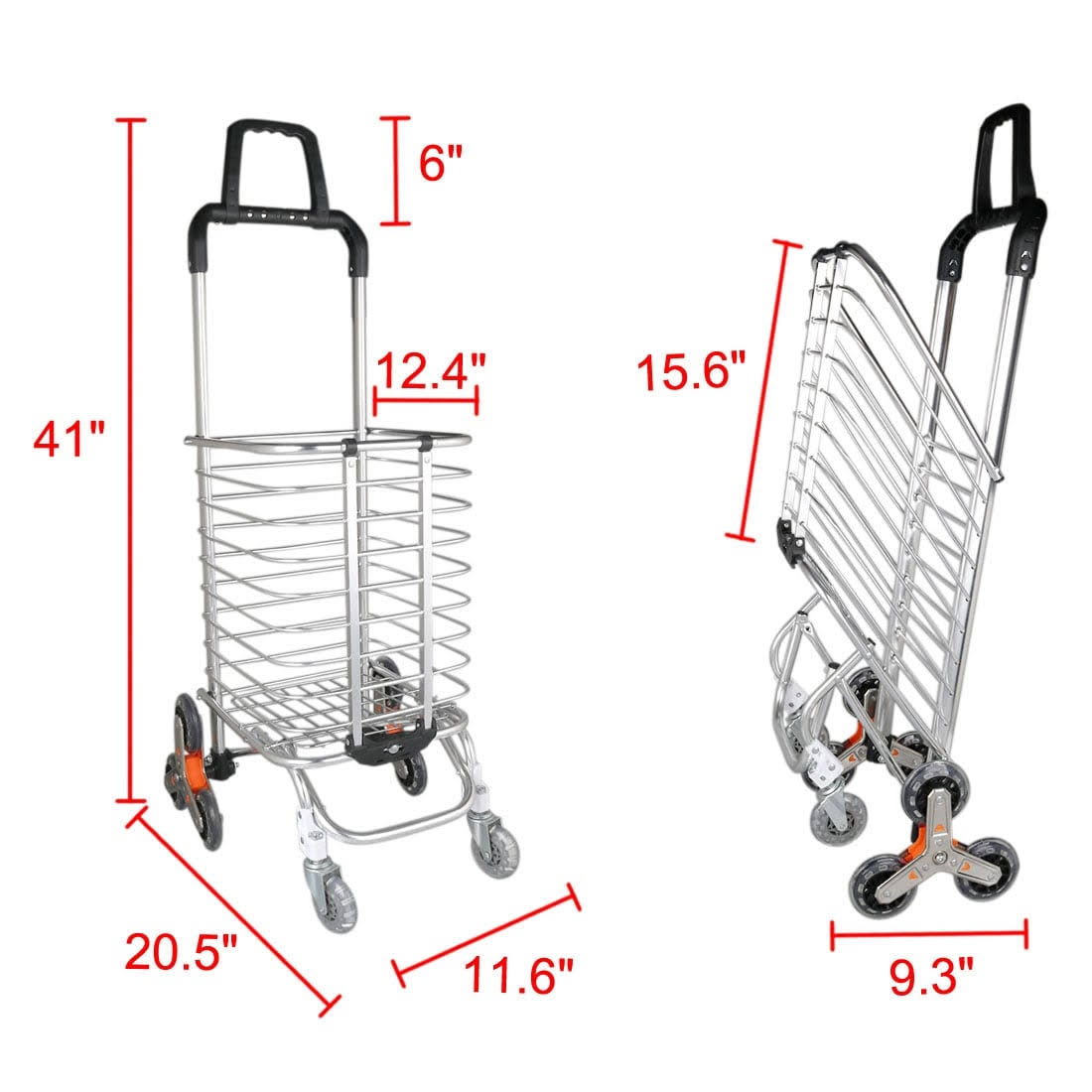 Unique Bargains Stair Climber Folding Shopping Cart with Swivel Wheel Z365488