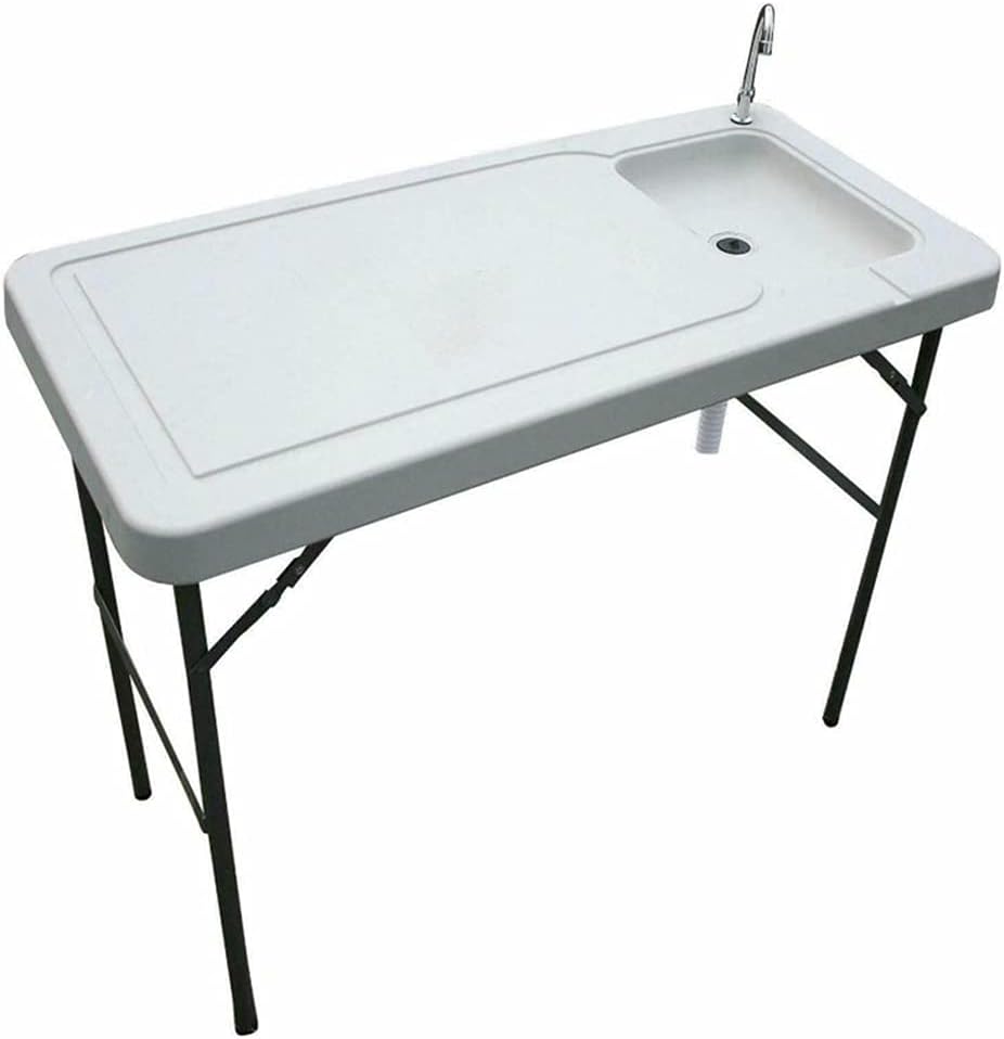 PMSW FCT01 Portable Folding Fishing Cleaning Table with Sink, White M651418