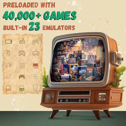 Retro Gaming Console with Dual Wireless Controllers, HDMI Plug & Play, 64GB I7172