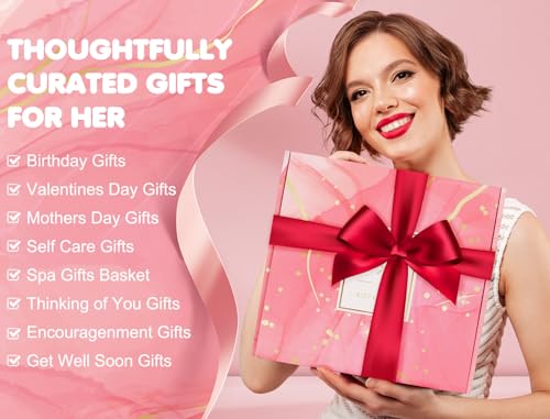 Relaxing Spa Gifts Care Package with Luxury Flannel Blanket and Light-Up Rose V553