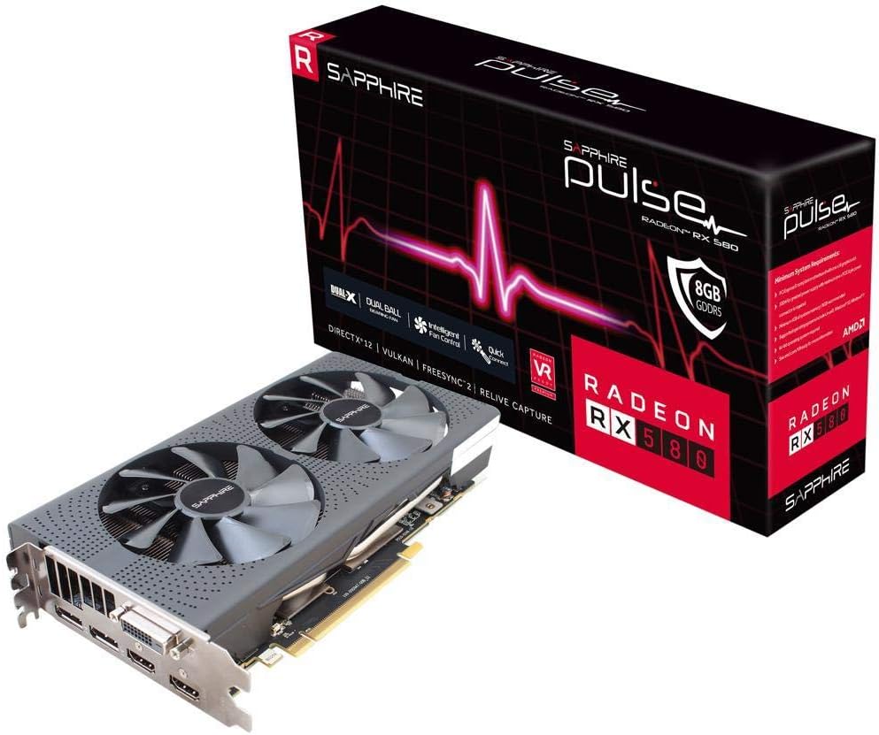 Sapphire Technology Sapphire Pulse Radeon RX 580 DirectX 12 11265-05-20T 8GB 256-Bit GDDR5 PCI Express 3.0 x16 CrossFireX Support ATX Video Card