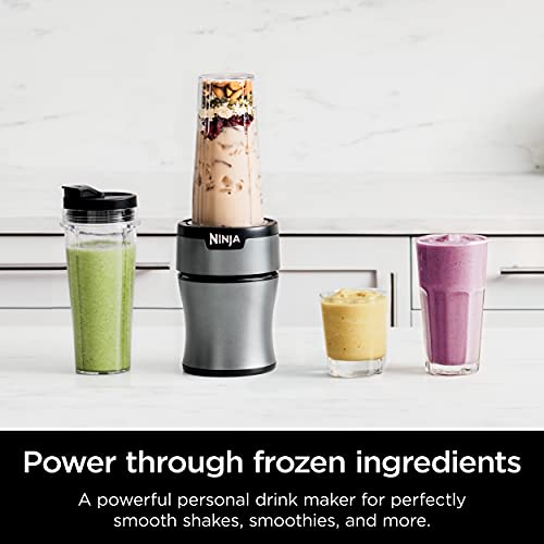 Ninja BN401 Nutri Pro Compact Personal Blender, 1100-Peak-Watts, with 2 To-Go Cups, Cloud Silver I18264