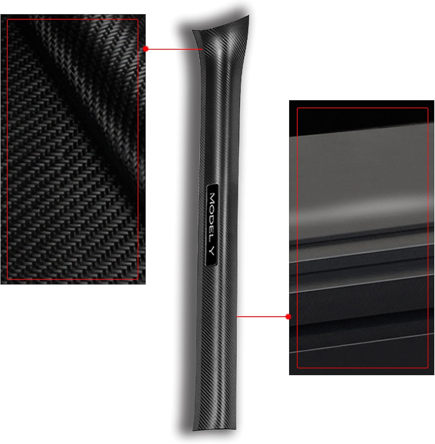 KIKIMO Tesla Model Y Door Sill Protector Matte Carbon Fiber ABS X20776