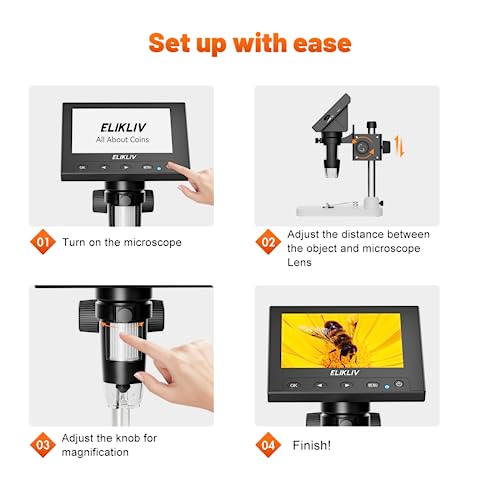 Elikliv EDM4 4.3 Inch LCD Digital Coin Microscope 1000x T937