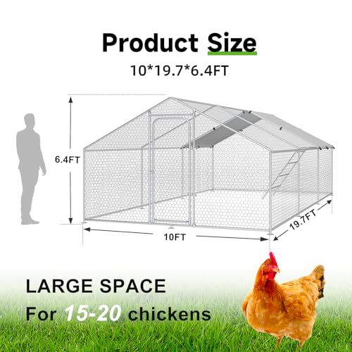 Large Metal Chicken Coop Walk-in Poultry Cage with Waterproof Cover D237341