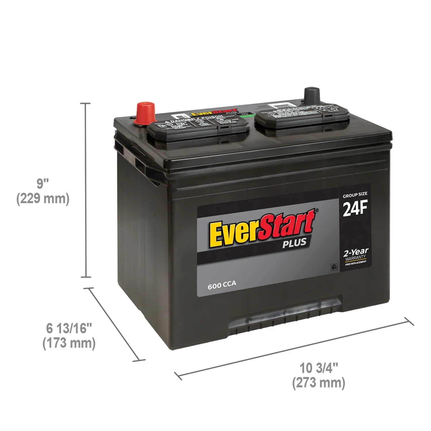 EverStart Plus Lead Acid Automotive Battery Group Size 24F 12 Volt 600 CCA X570