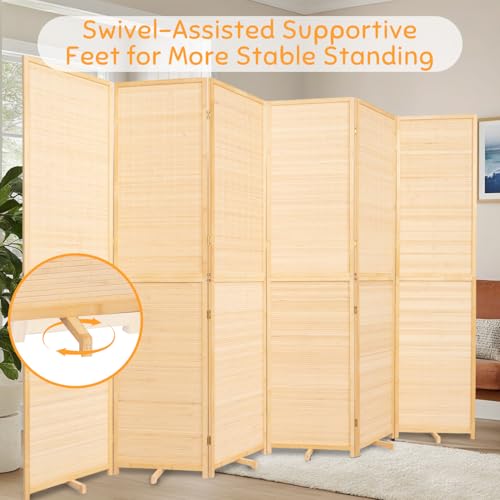 Bamboo Room Divider Folding Privacy Screen 4 Panel Brown R433280
