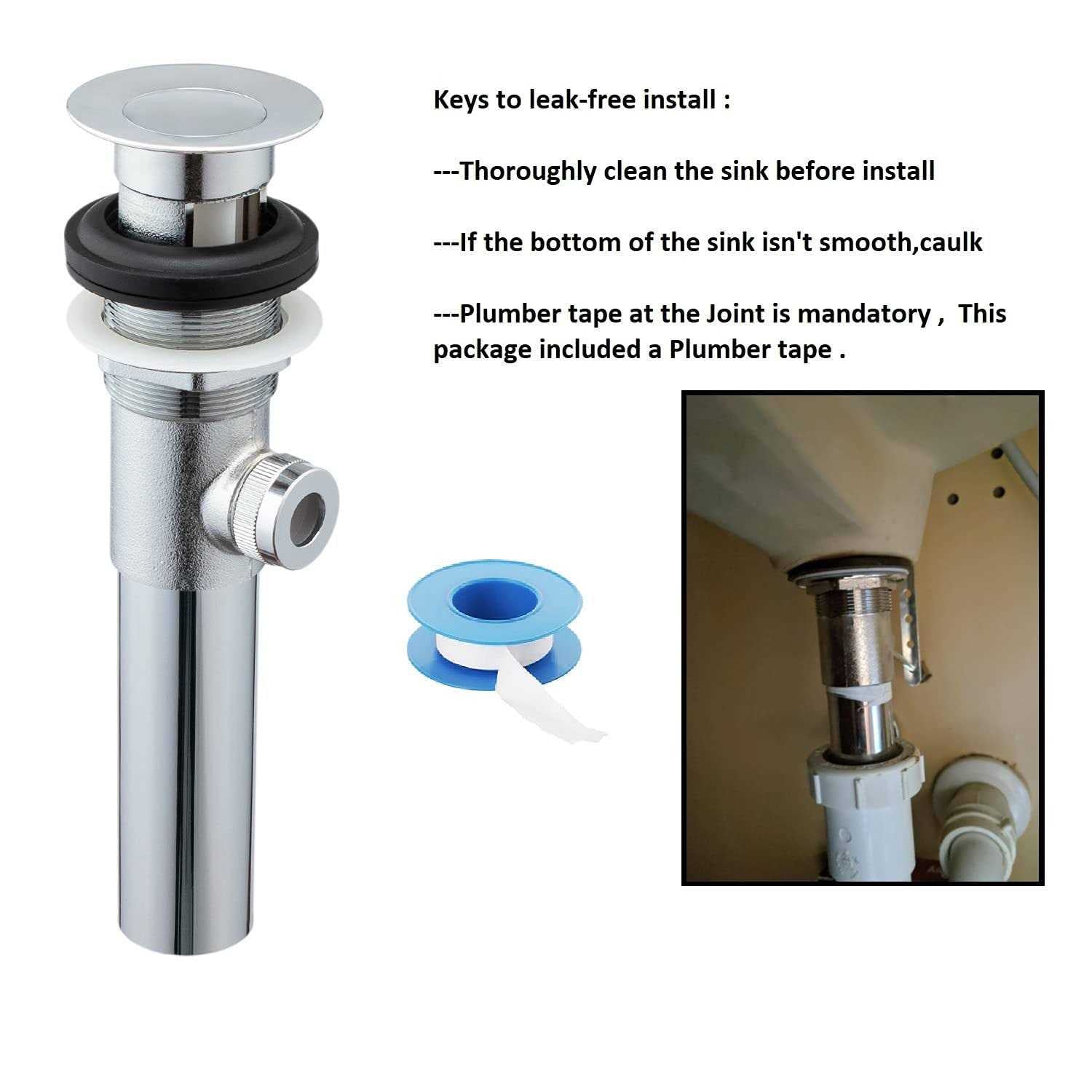 Artiwell Sink Pop-Up Drain Stopper with Lift Rod and Overflow E975196