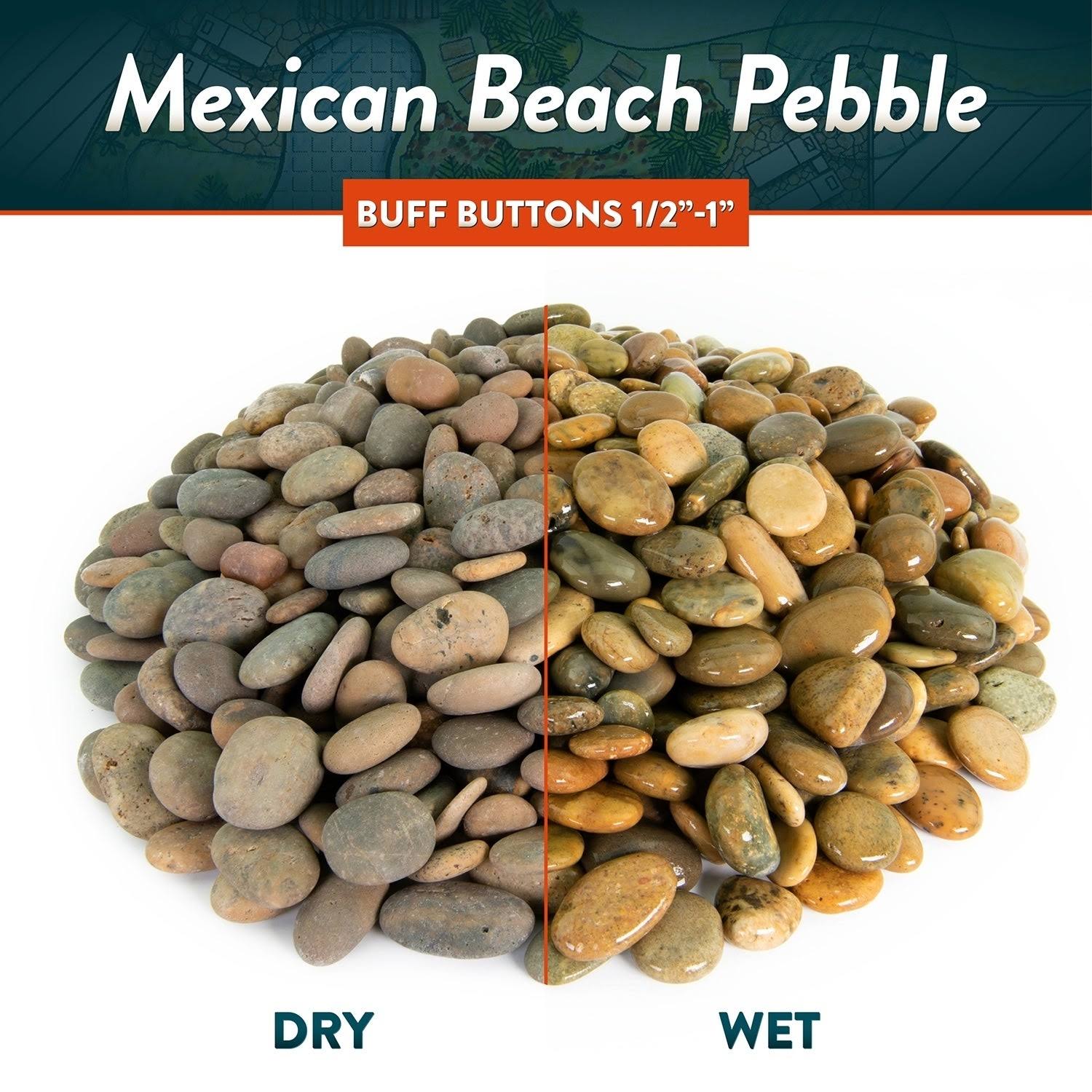 Mexican Beach Pebbles 40 lbs Smooth Round Stones for Gardens, Landscape, Ponds, and Décor A11864