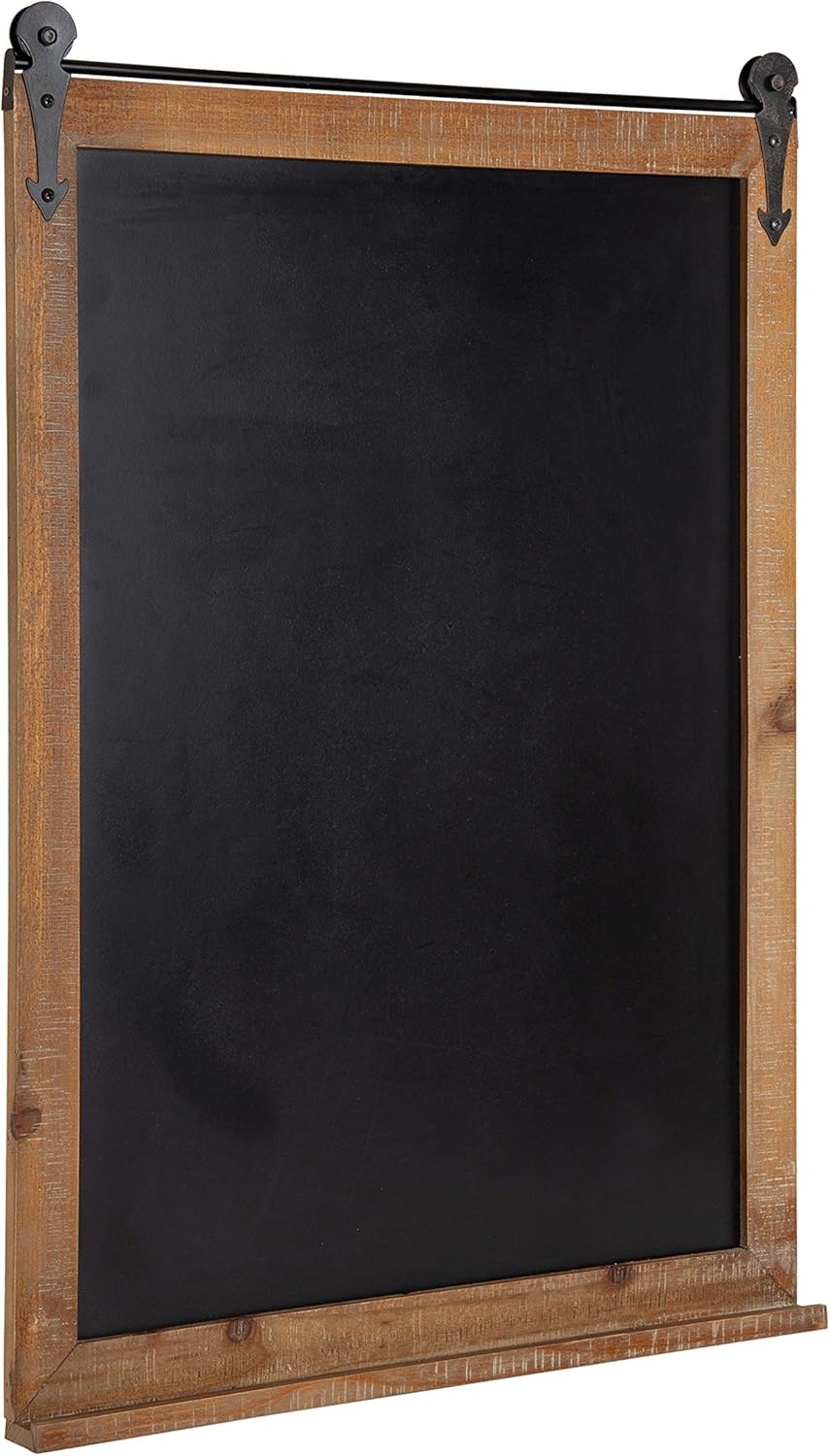 Kate and Laurel Cates Modern Farmhouse Barn Door Wood Framed Chalkboard, Rustic White