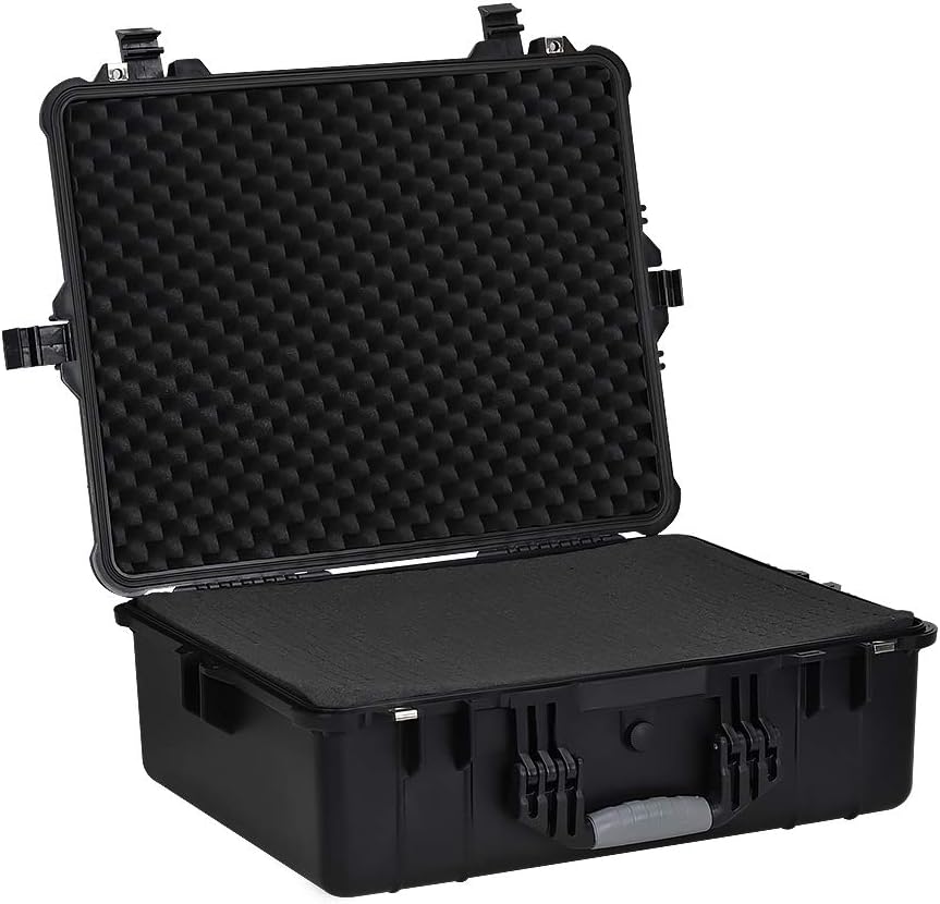 MEIJIA Portable Waterproof Hard Camera Case with Customizable Foam Insert, Black C57797