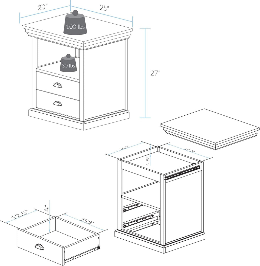 Casual Home Lincoln Nightstand with Compartment, Mocha K5892